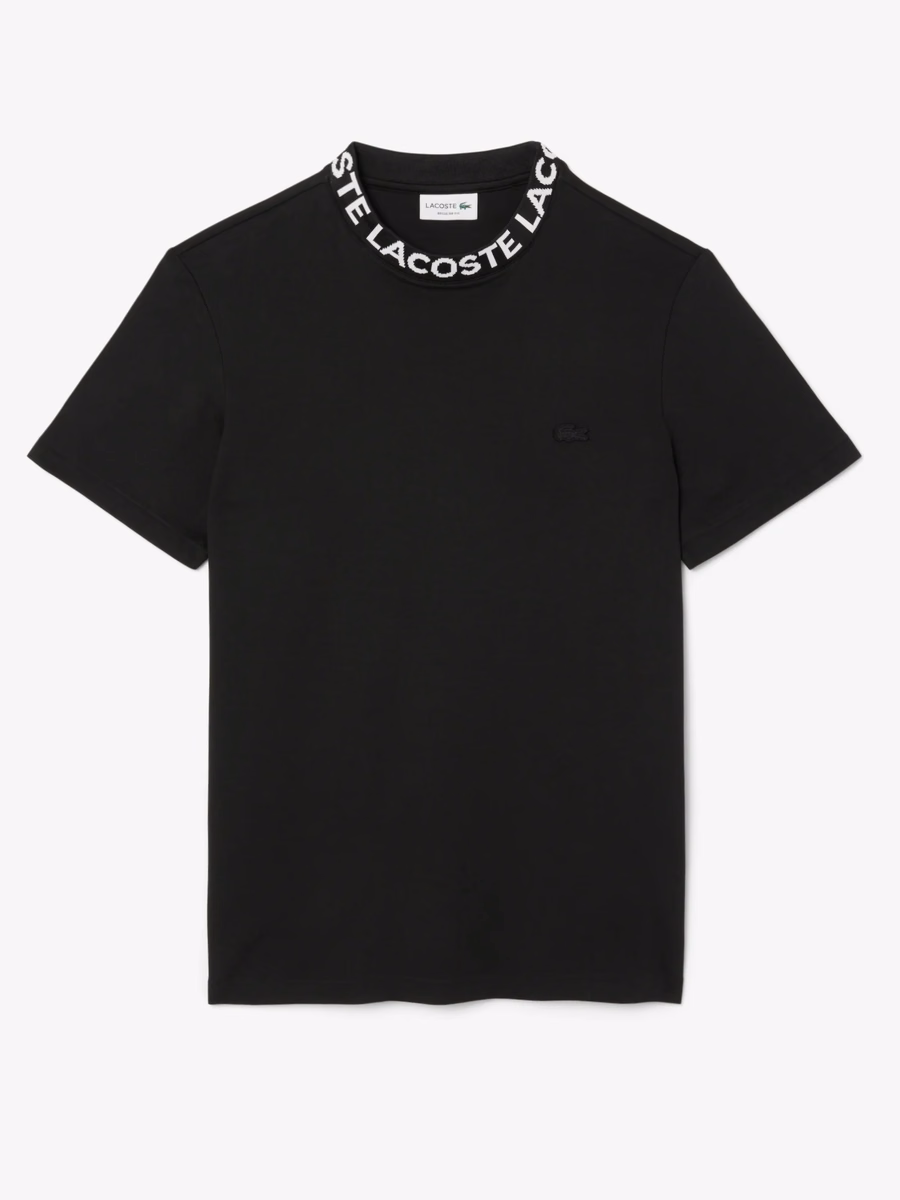 T-shirt in piqué jacquard con marchio