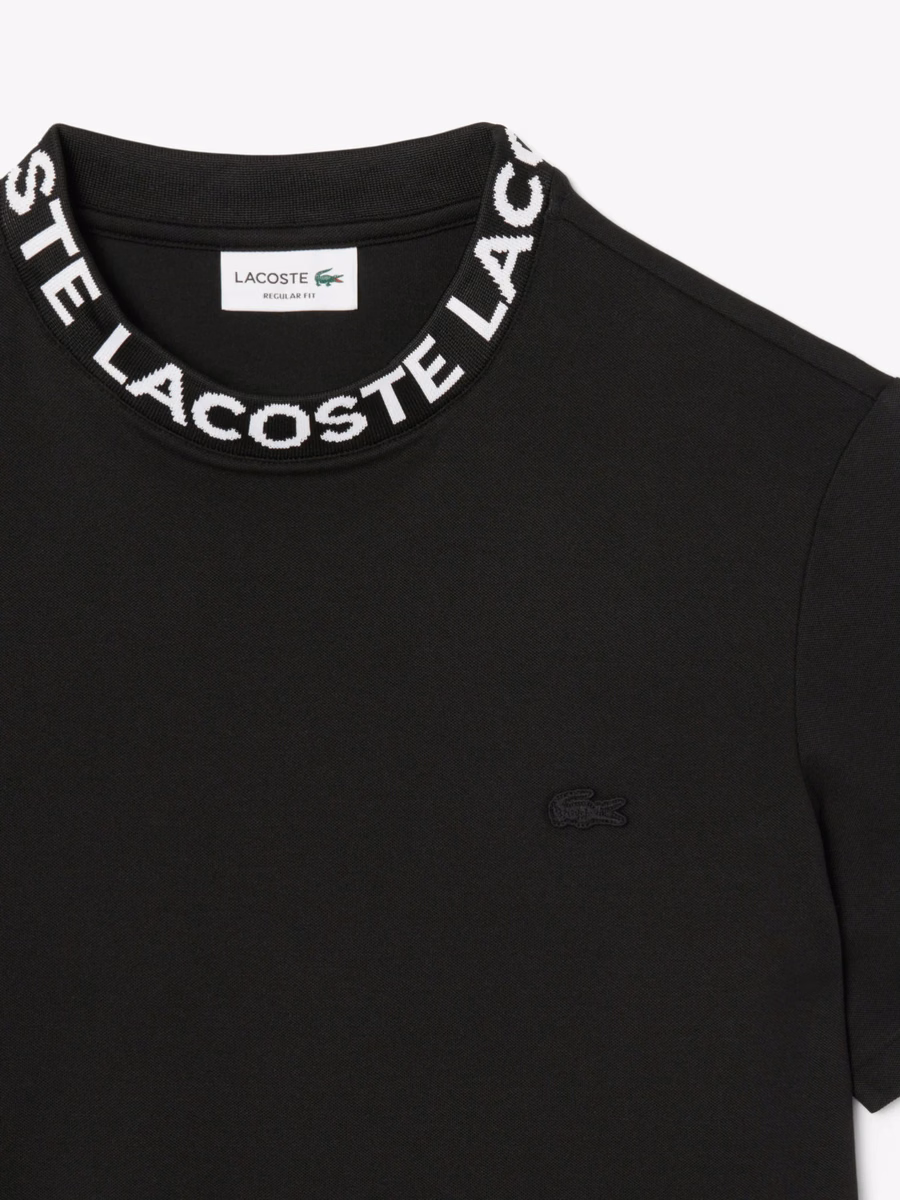 T-shirt in piqué jacquard con marchio