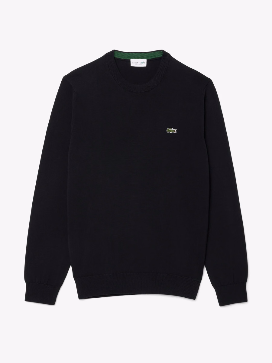 Maglione in Cotone Monocromatico con Collo a Giro