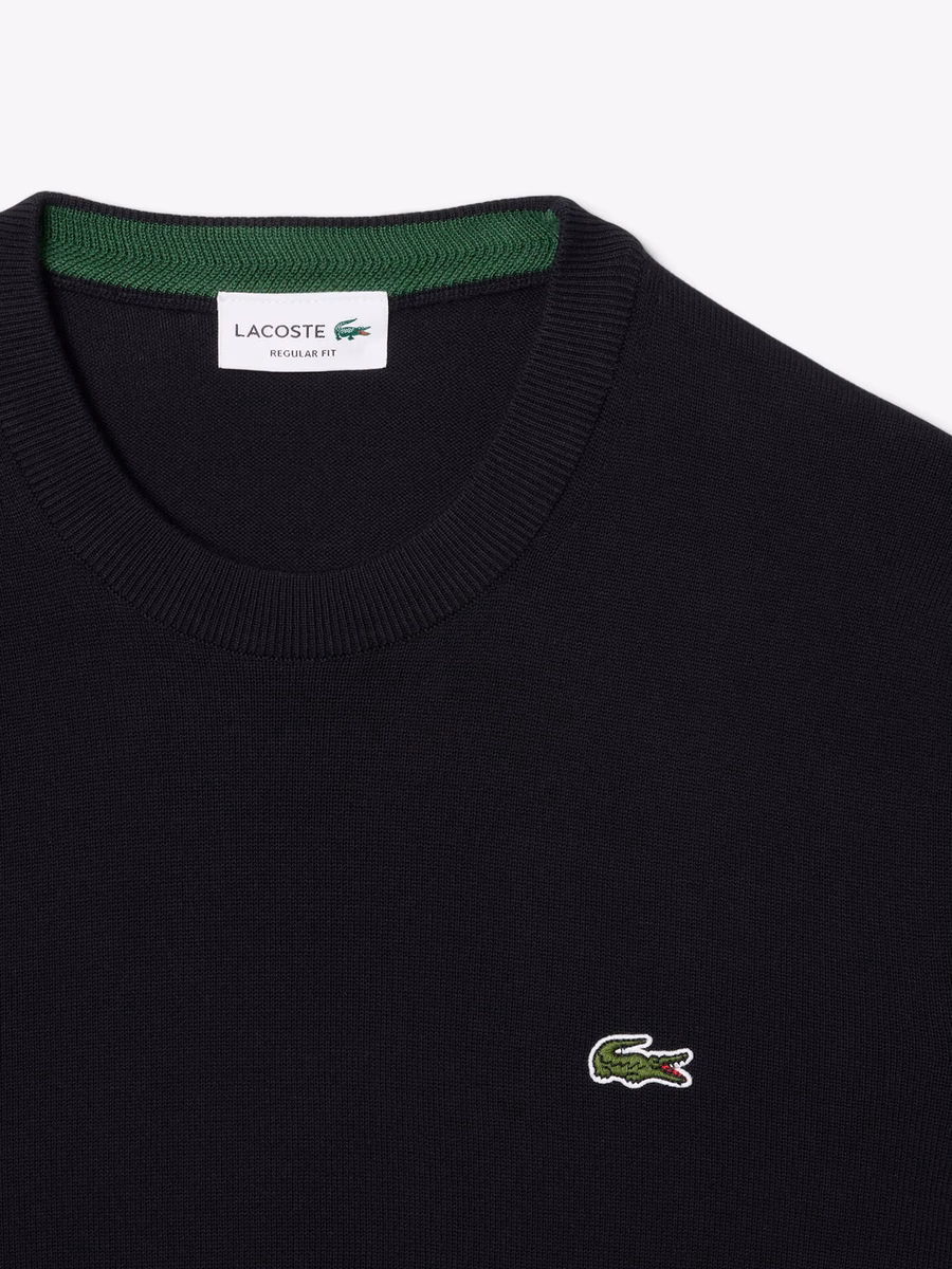 Maglione in Cotone Monocromatico con Collo a Giro