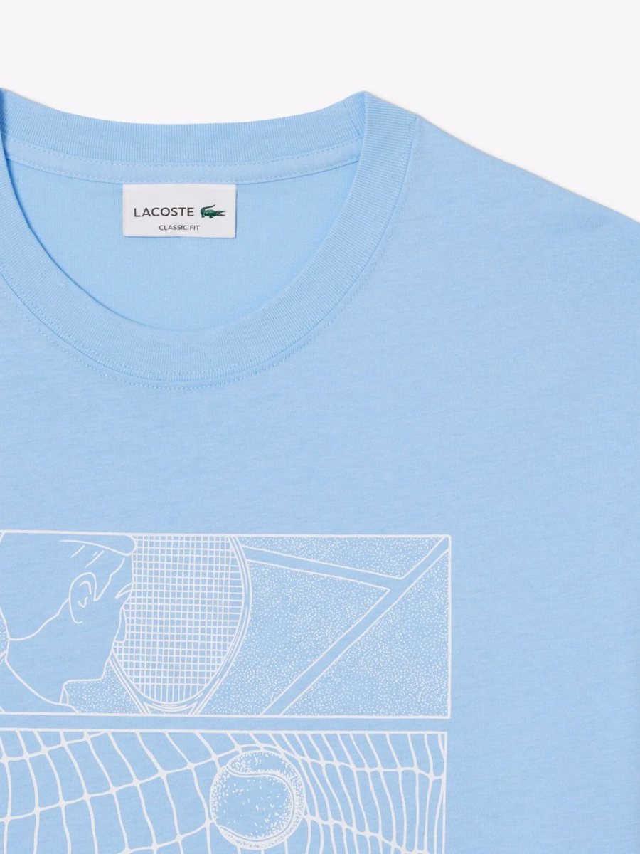 T-shirt in cotone stampato con motivo campo da tennis