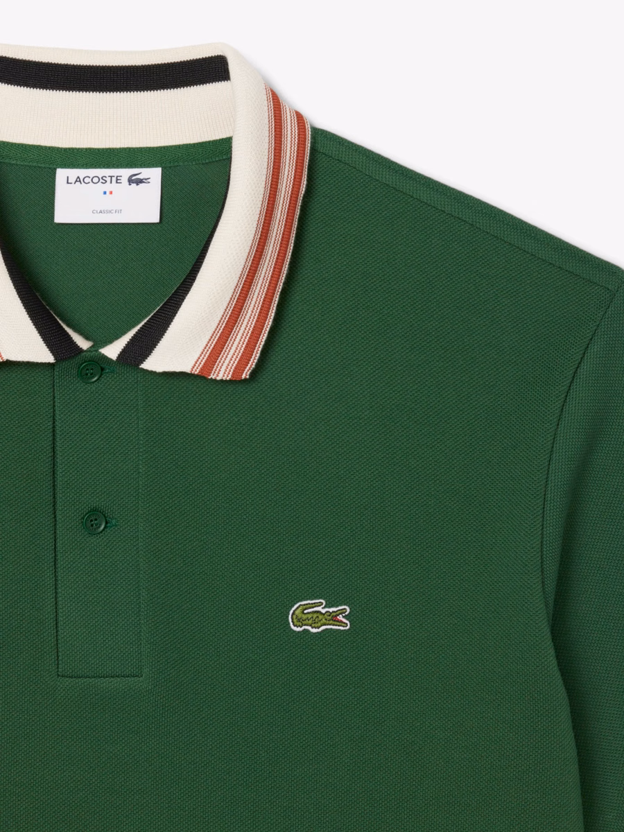 Maglietta Polo Classica a Righe con Collo, Made in France