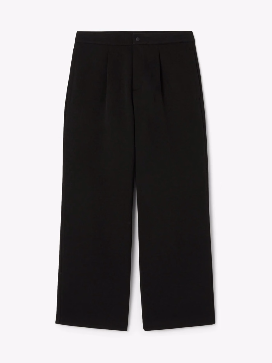 Pantaloni Piqué Plissettati Fit Largo