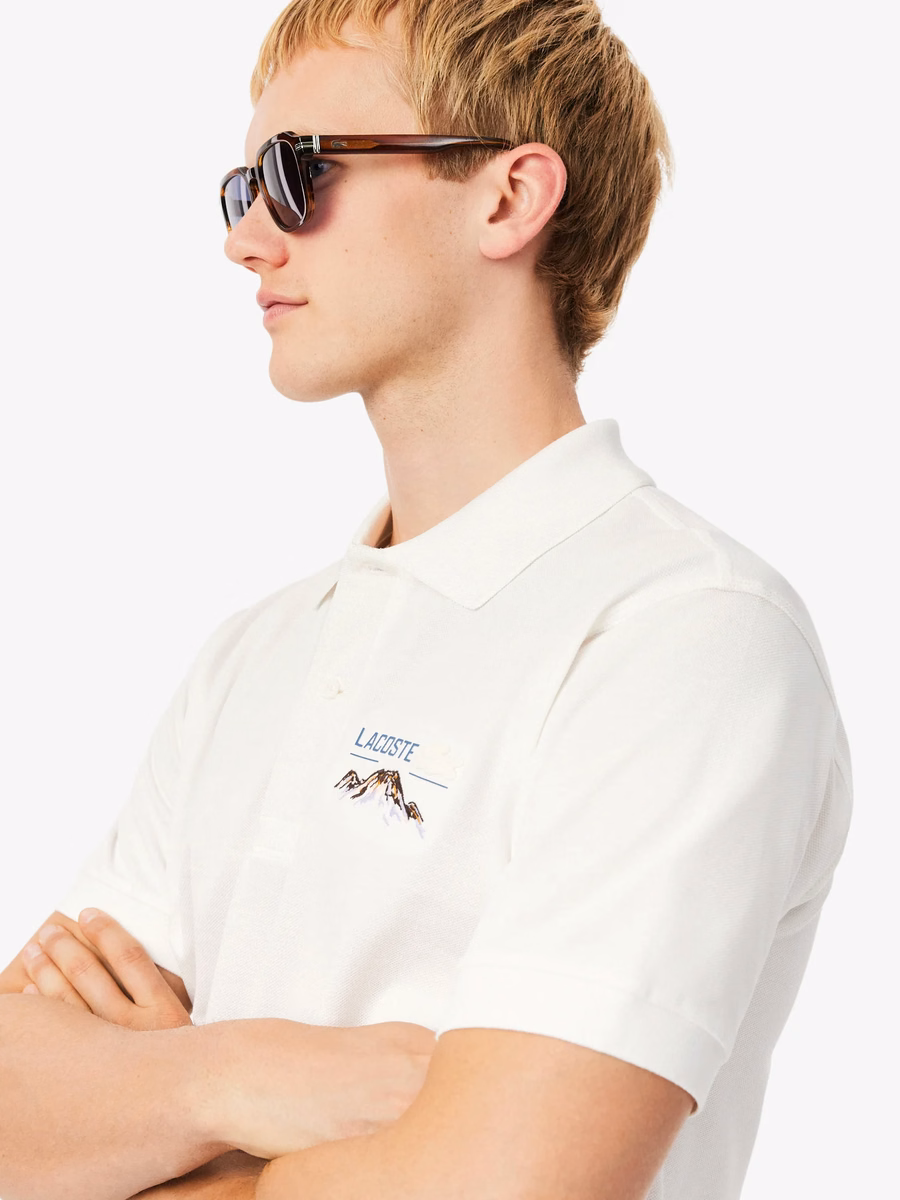 Polo Piqué con Motivo Ricamato Fit Classico