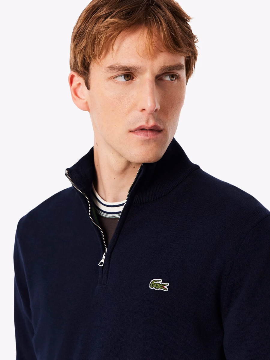 Maglione di cotone con collo alto zip