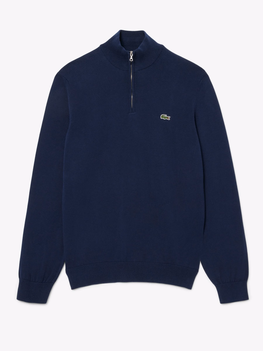 Maglione di cotone con collo alto zip