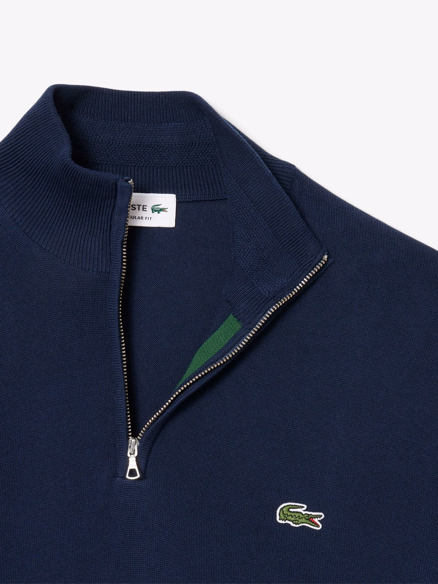 Maglione di cotone con collo alto zip