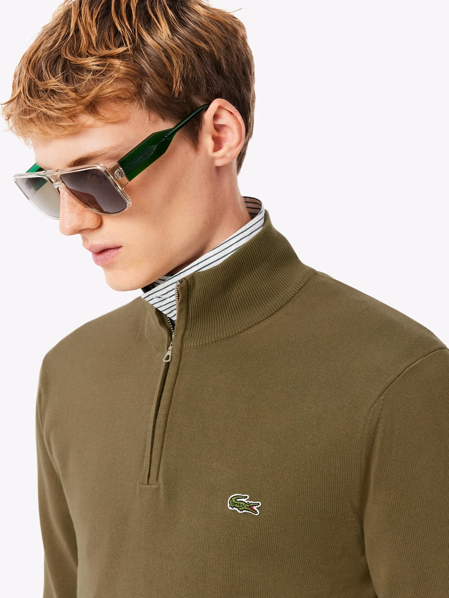 Maglione di cotone con collo alto zip