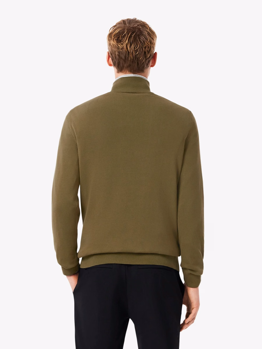 Maglione di cotone con collo alto zip