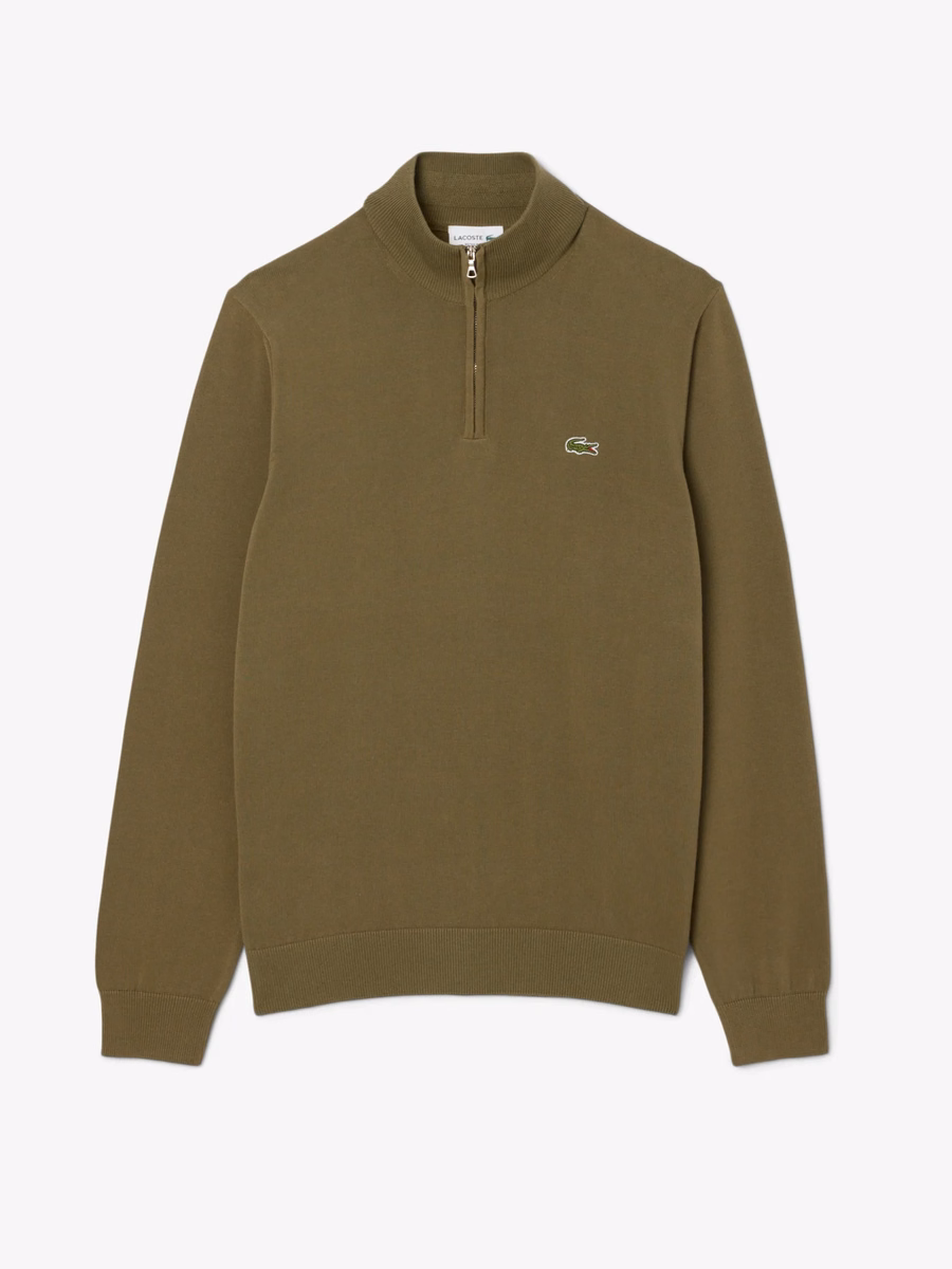 Maglione di cotone con collo alto zip