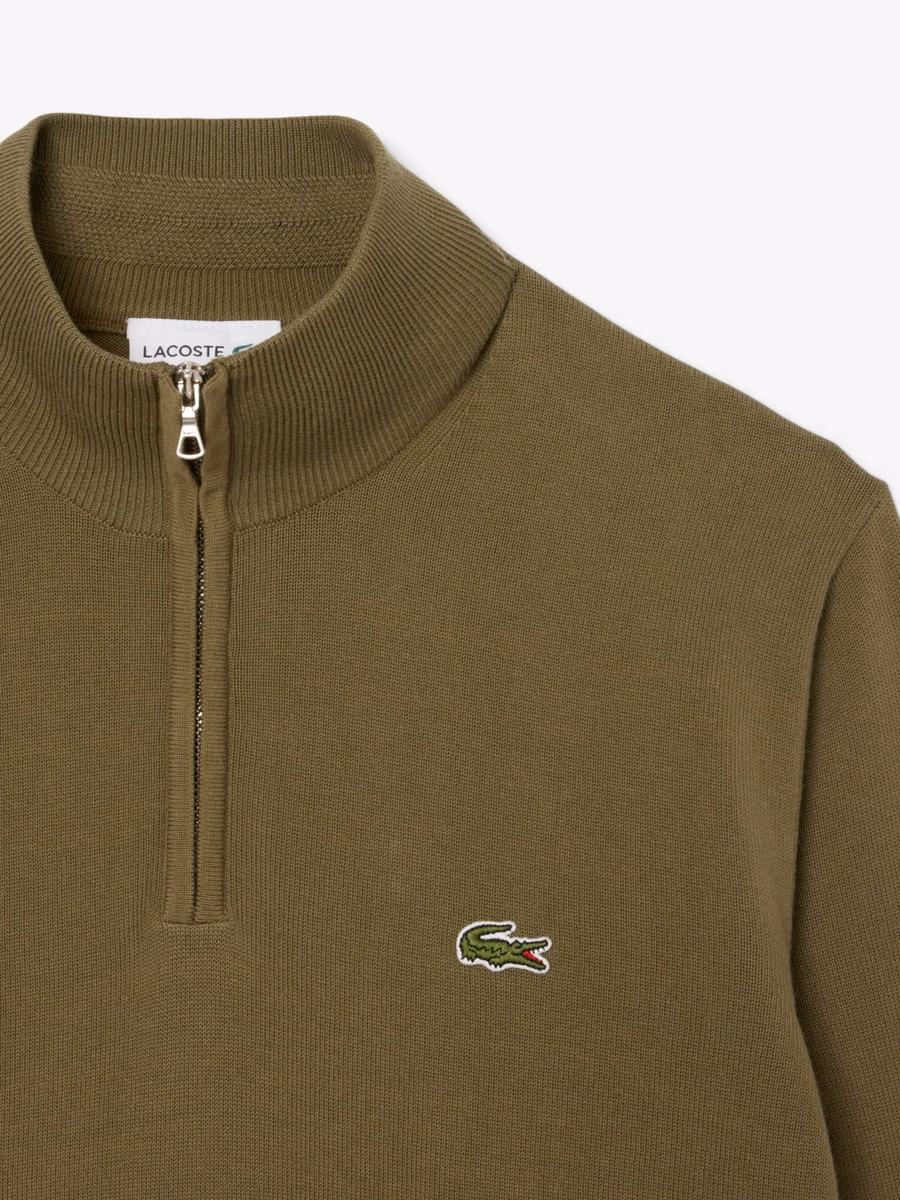 Maglione di cotone con collo alto zip