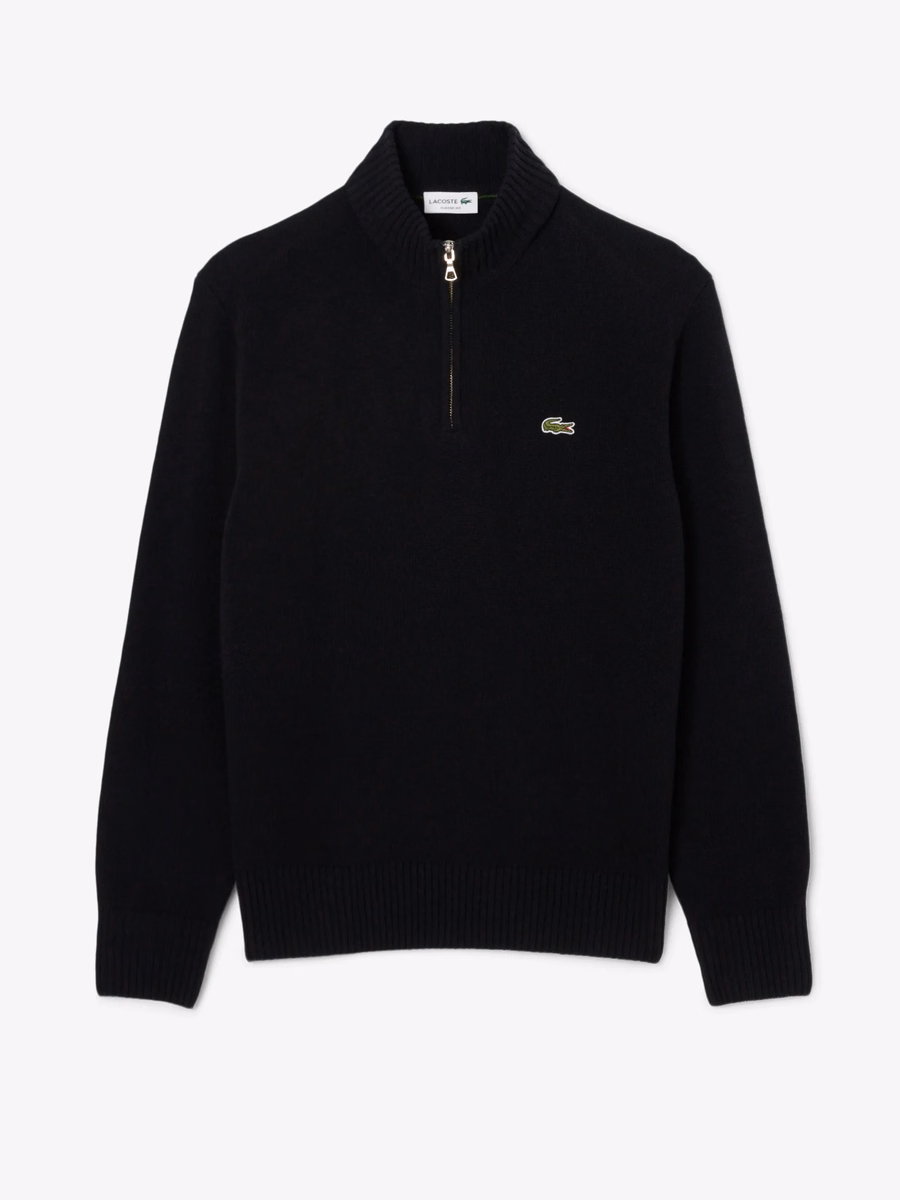 Maglione in Lana con Collo Alto e Zip