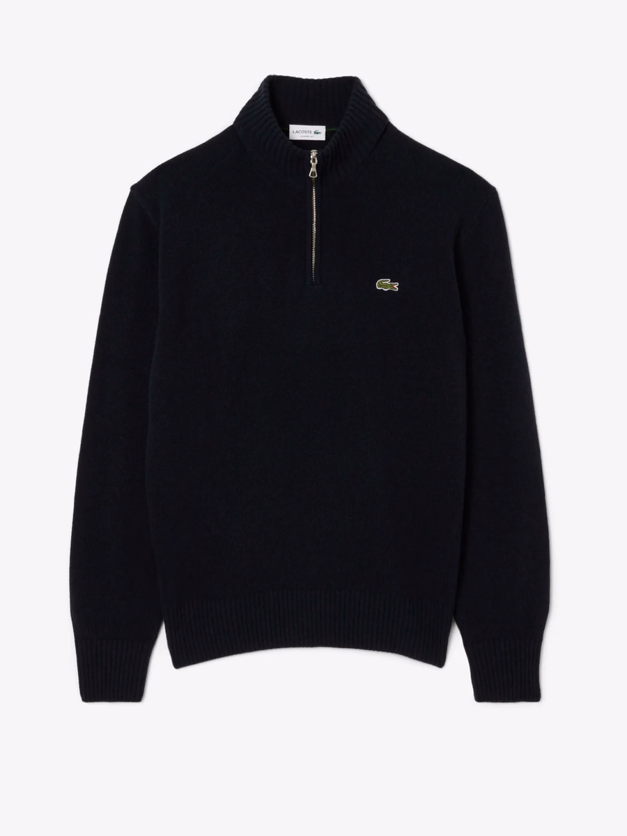 Maglione in Lana con Collo Alto e Zip