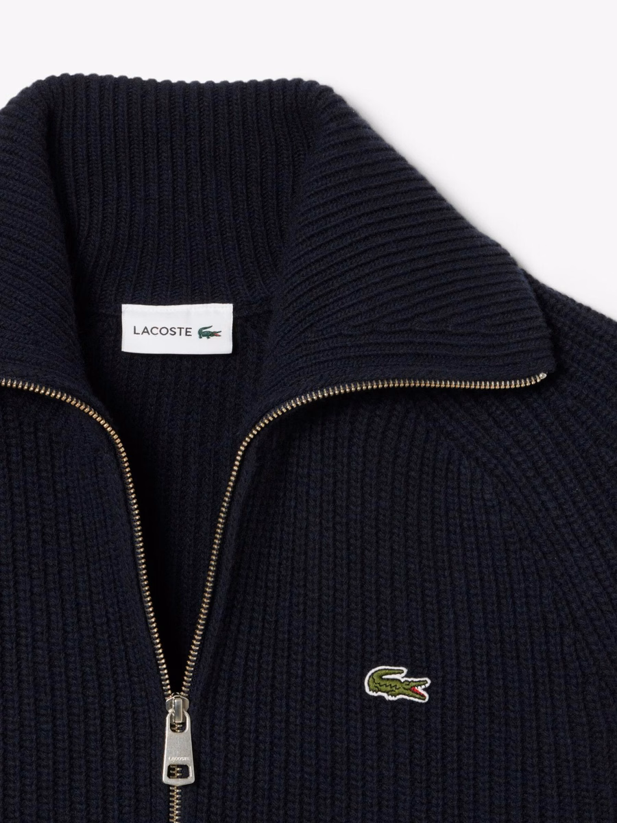 Maglione in Lana con Collo Alto e Zip