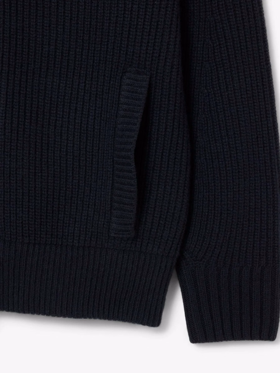 Maglione in Lana con Collo Alto e Zip