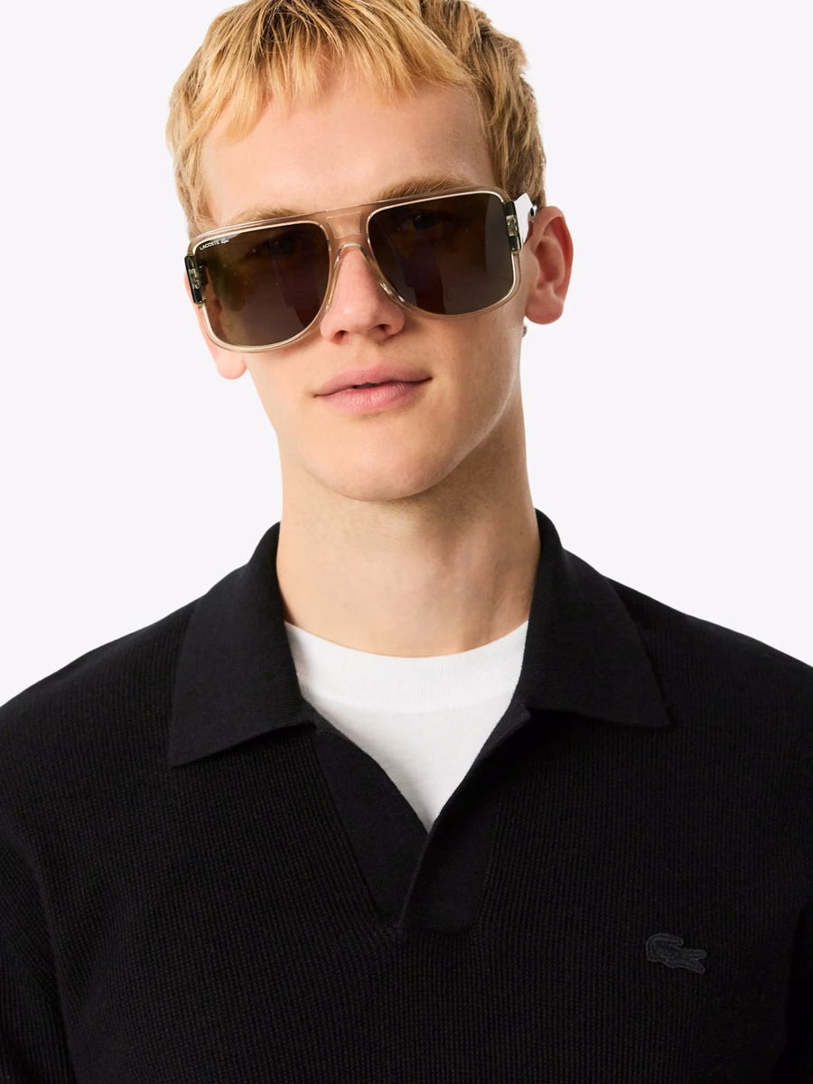 Maglione con colletto polo aperto in misto cotone