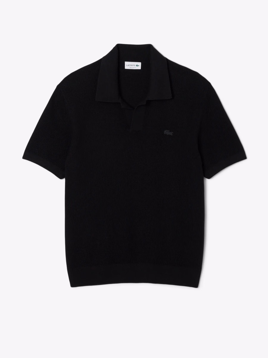 Maglione con colletto polo aperto in misto cotone