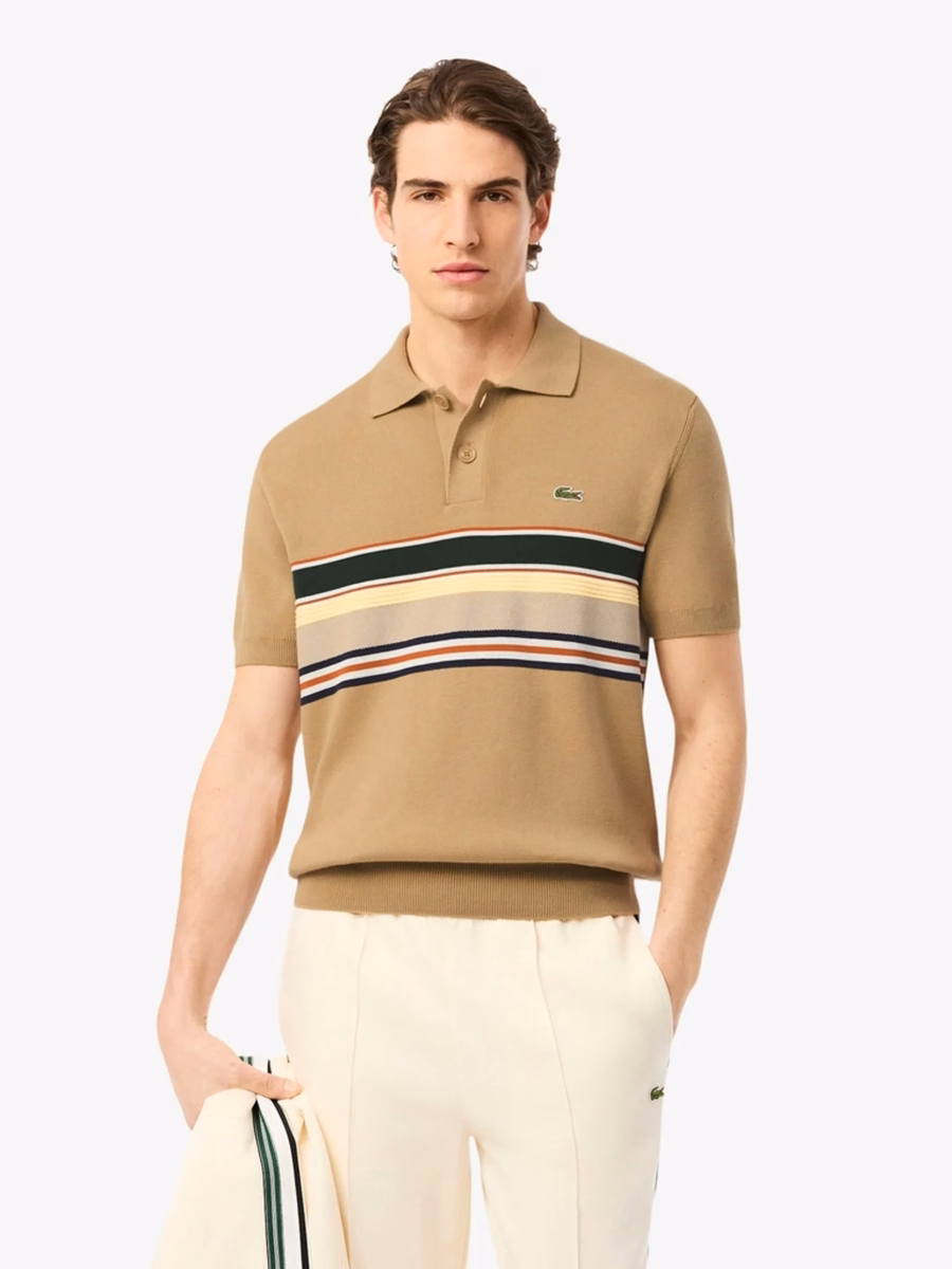 Maglione a righe con colletto polo made in France