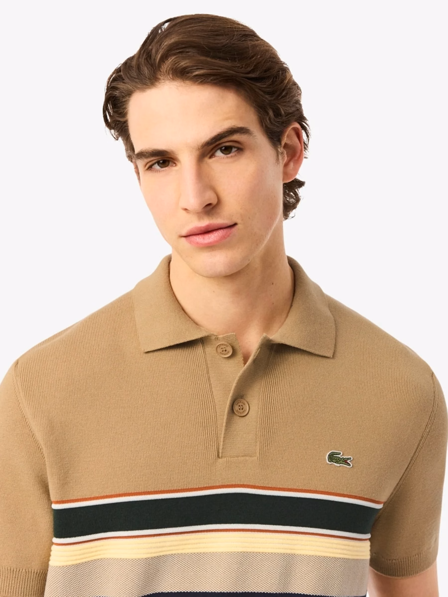 Maglione a righe con colletto polo made in France