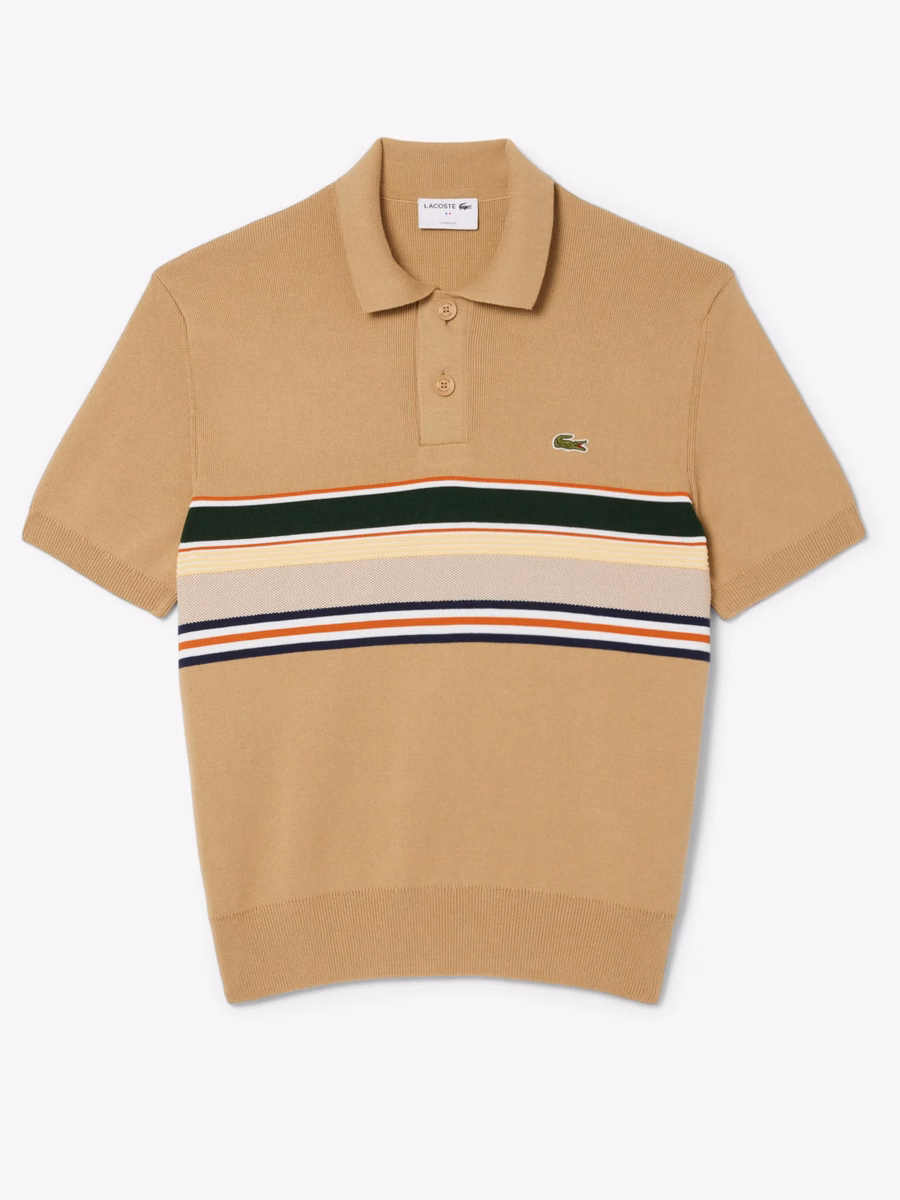 Maglione a righe con colletto polo made in France