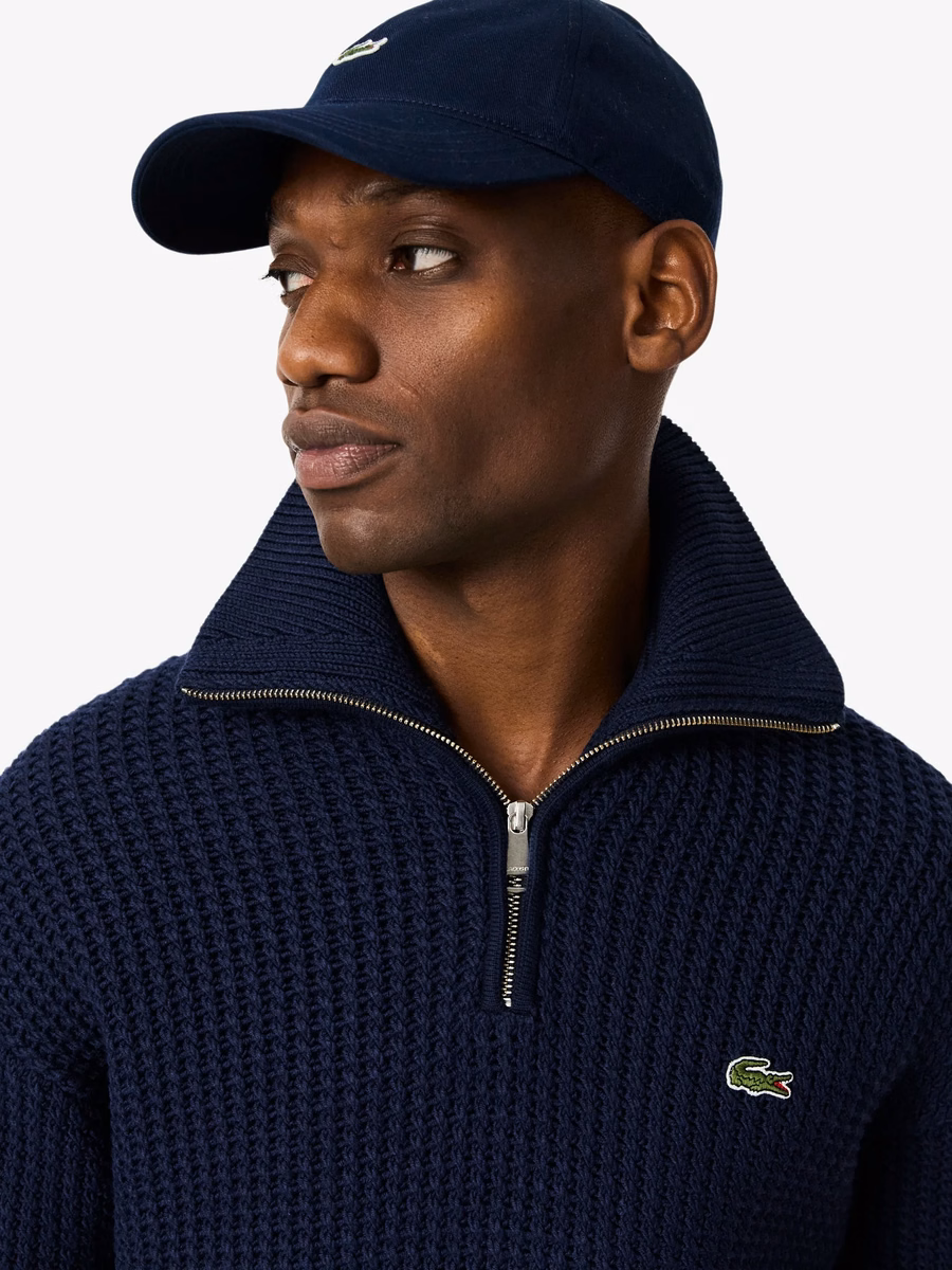 Maglione Pesante con Collo Alto e Mezzo Zip