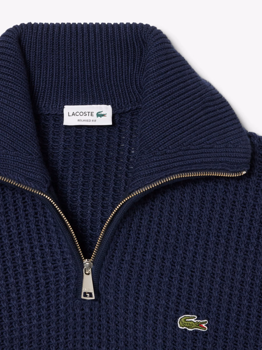 Maglione Pesante con Collo Alto e Mezzo Zip