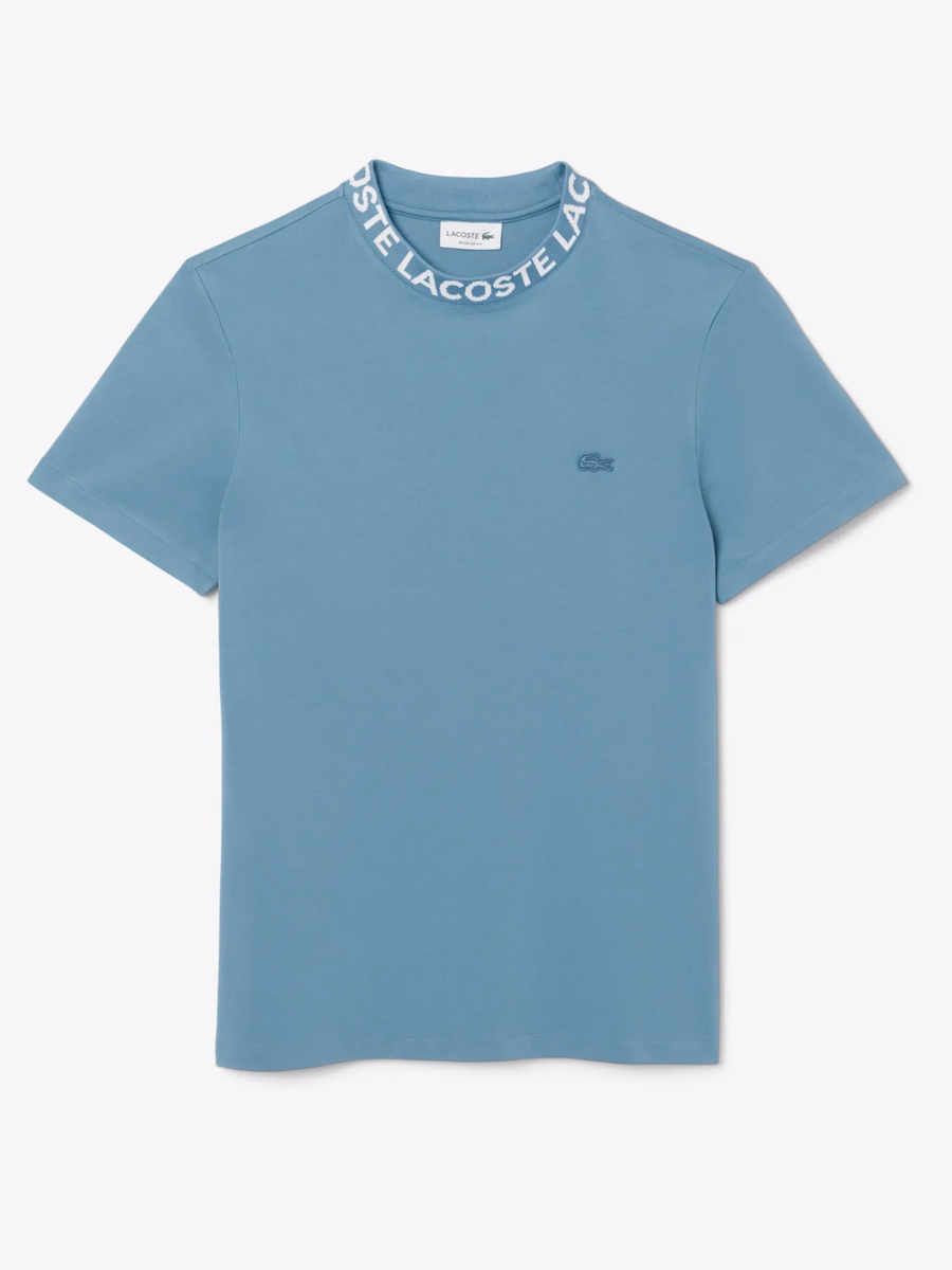 T-shirt in piqué jacquard con marchio