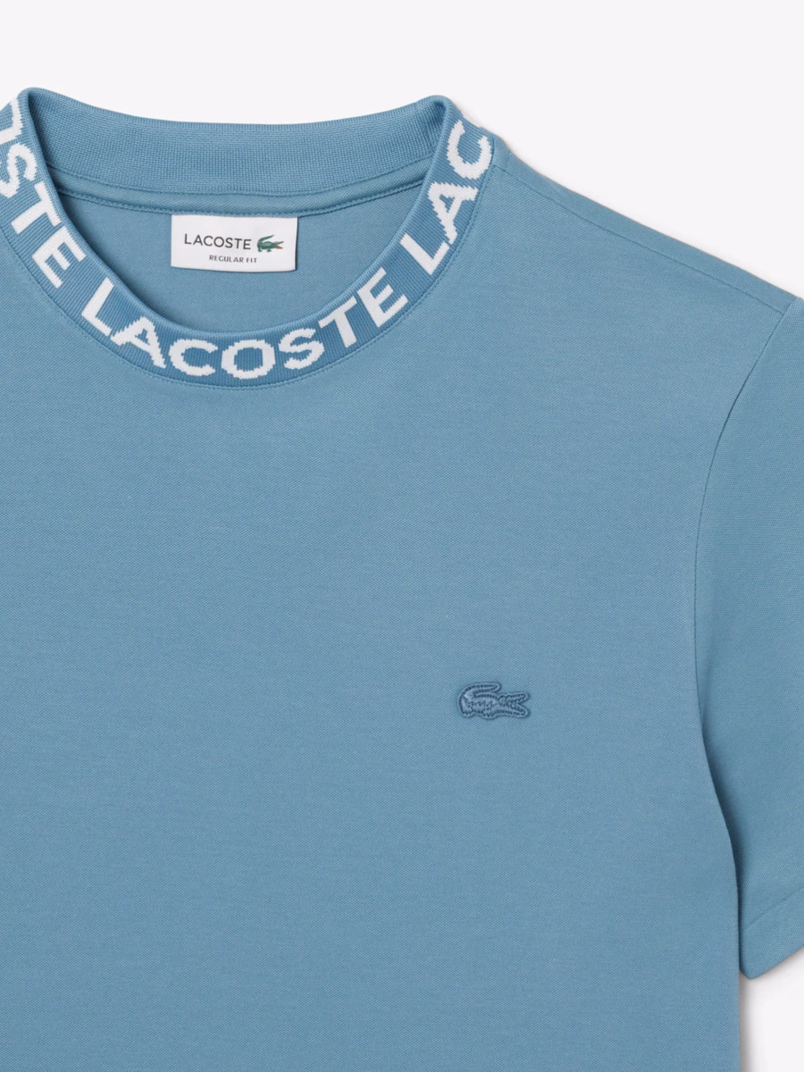 T-shirt in piqué jacquard con marchio