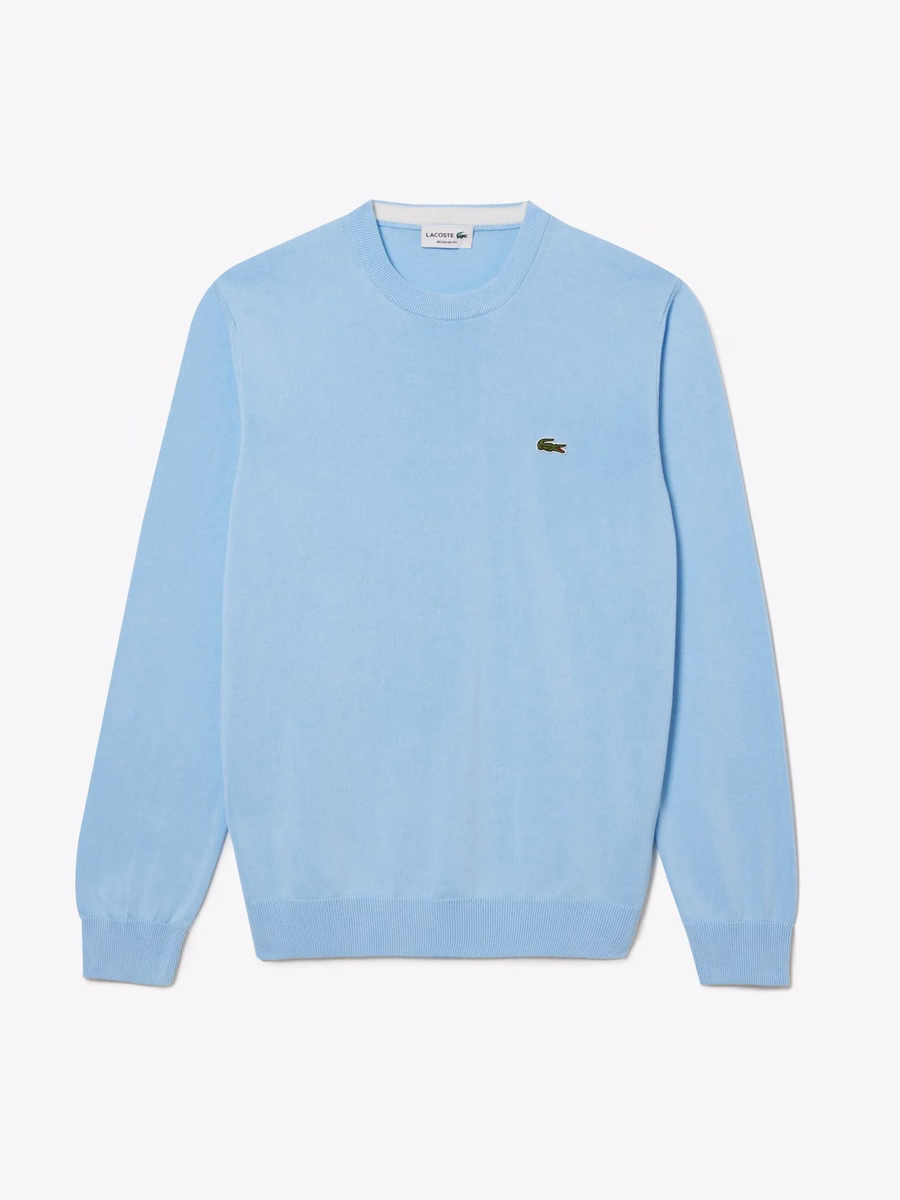Maglione in Cotone Monocromatico con Collo a Giro