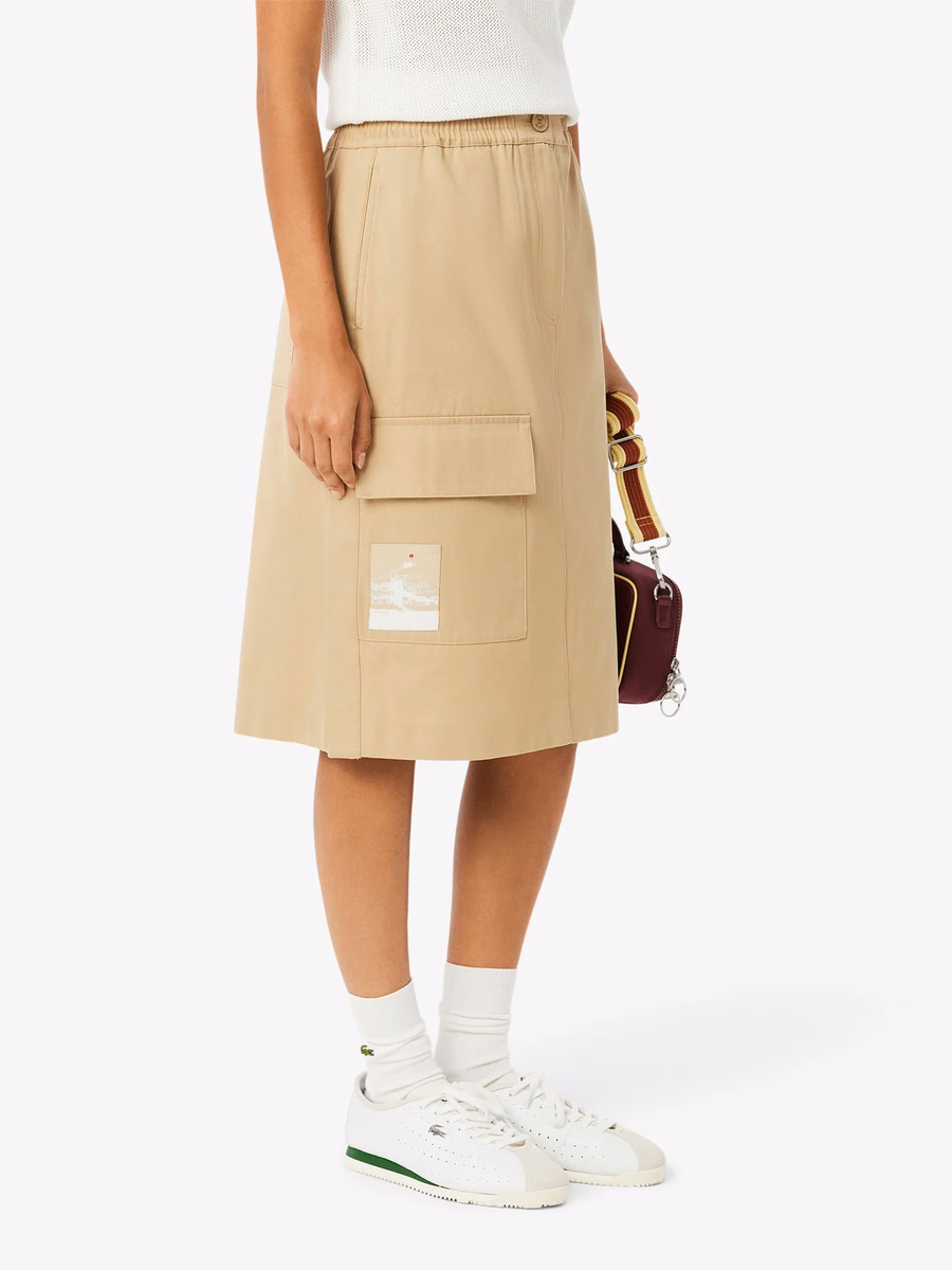 Gonna Midi in Twill a Taglio Dritto