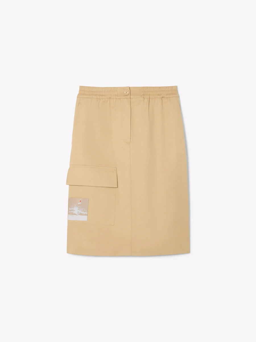 Gonna Midi in Twill a Taglio Dritto