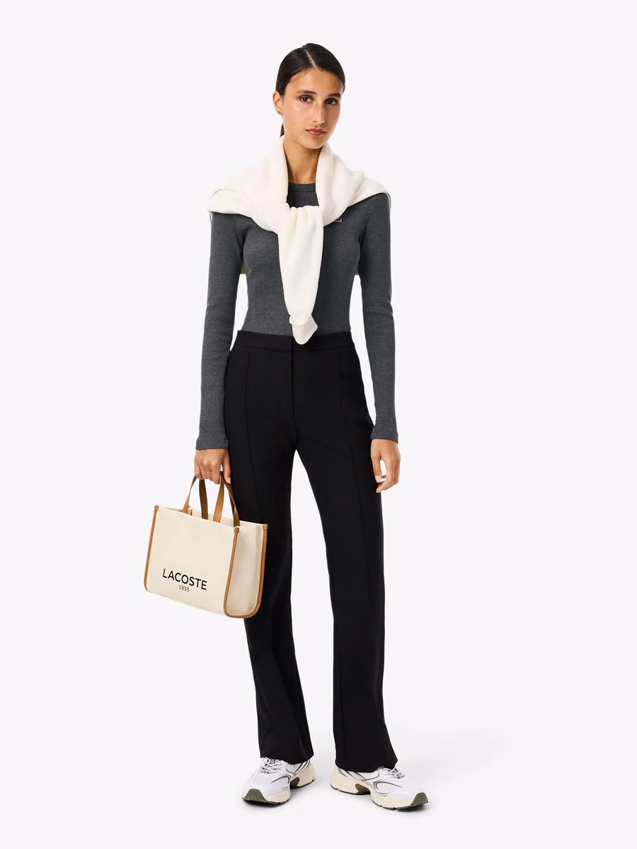 Maglietta a maniche lunghe in cotone a coste slim fit