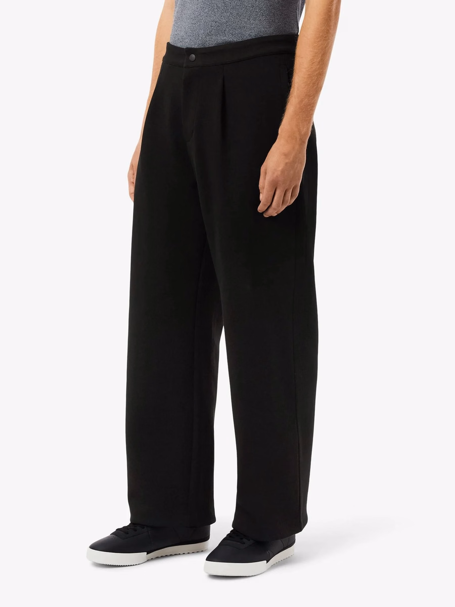 Pantaloni Piqué Plissettati Fit Largo