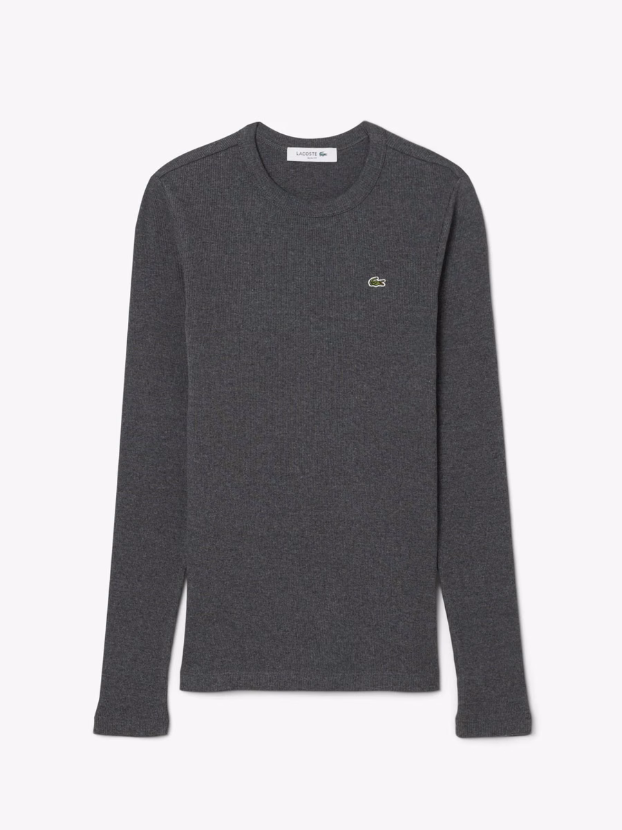 Maglietta a maniche lunghe in cotone a coste slim fit