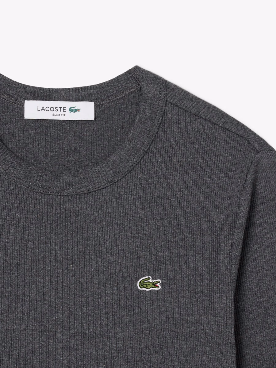 Maglietta a maniche lunghe in cotone a coste slim fit