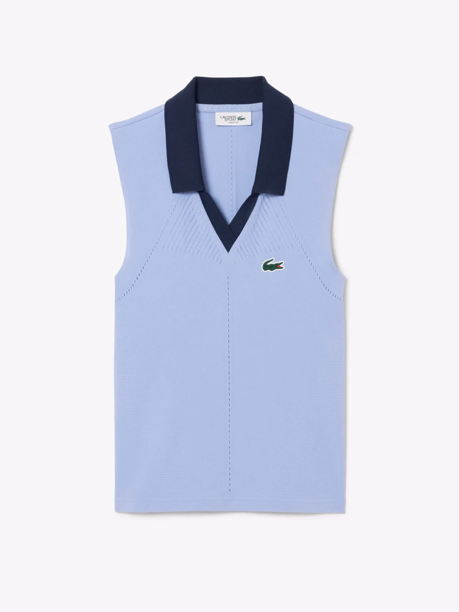 Maglietta Polo da Tennis Senza Maniche in Maglia Stretch