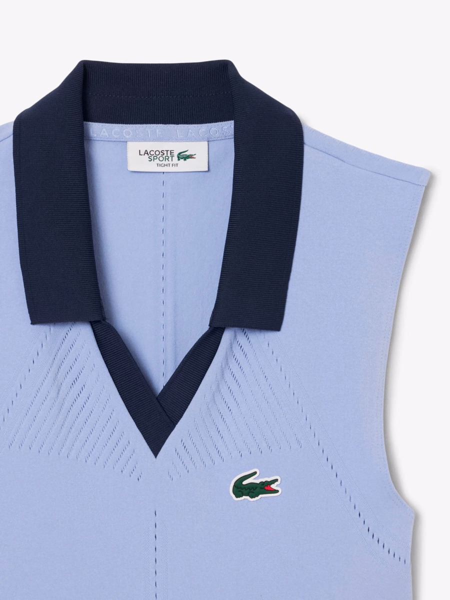 Maglietta Polo da Tennis Senza Maniche in Maglia Stretch