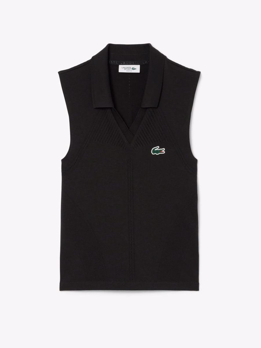 Maglietta Polo da Tennis Senza Maniche in Maglia Stretch