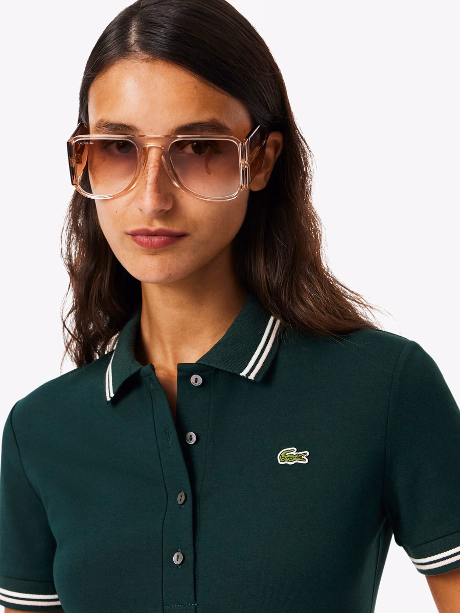 Vestito a ruota con colletto polo allungato