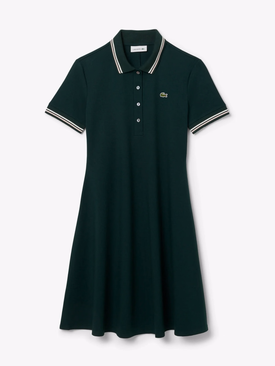 Vestito a ruota con colletto polo allungato