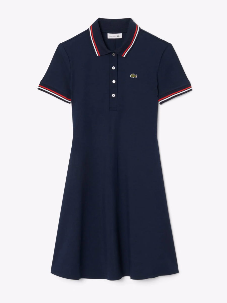 Vestito a ruota con colletto polo allungato