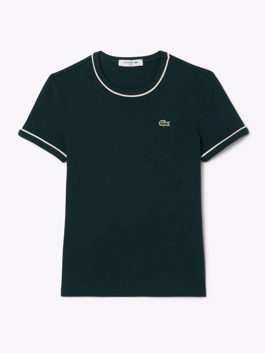 T-shirt in Jersey con Rifiniture a Contrasto