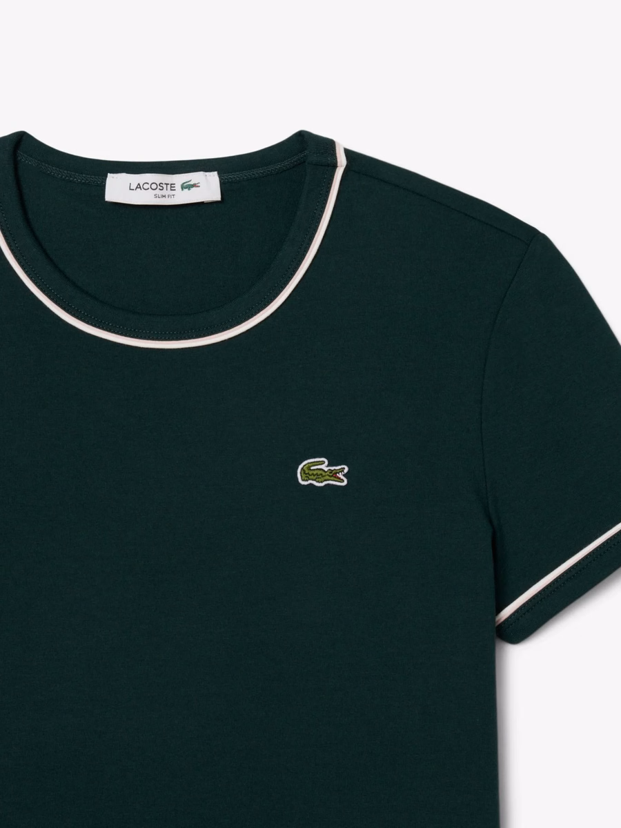 T-shirt in Jersey con Rifiniture a Contrasto