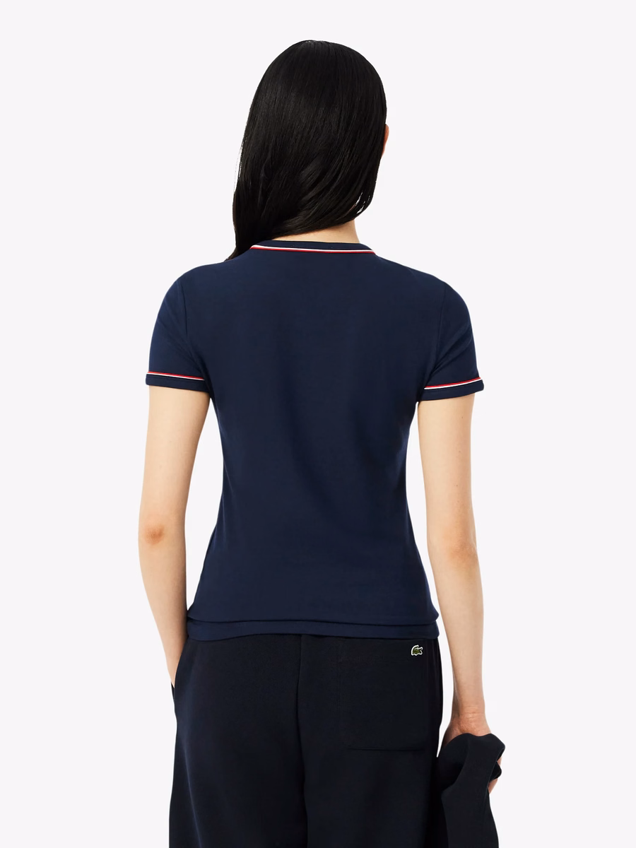 T-shirt in Jersey con Rifiniture a Contrasto