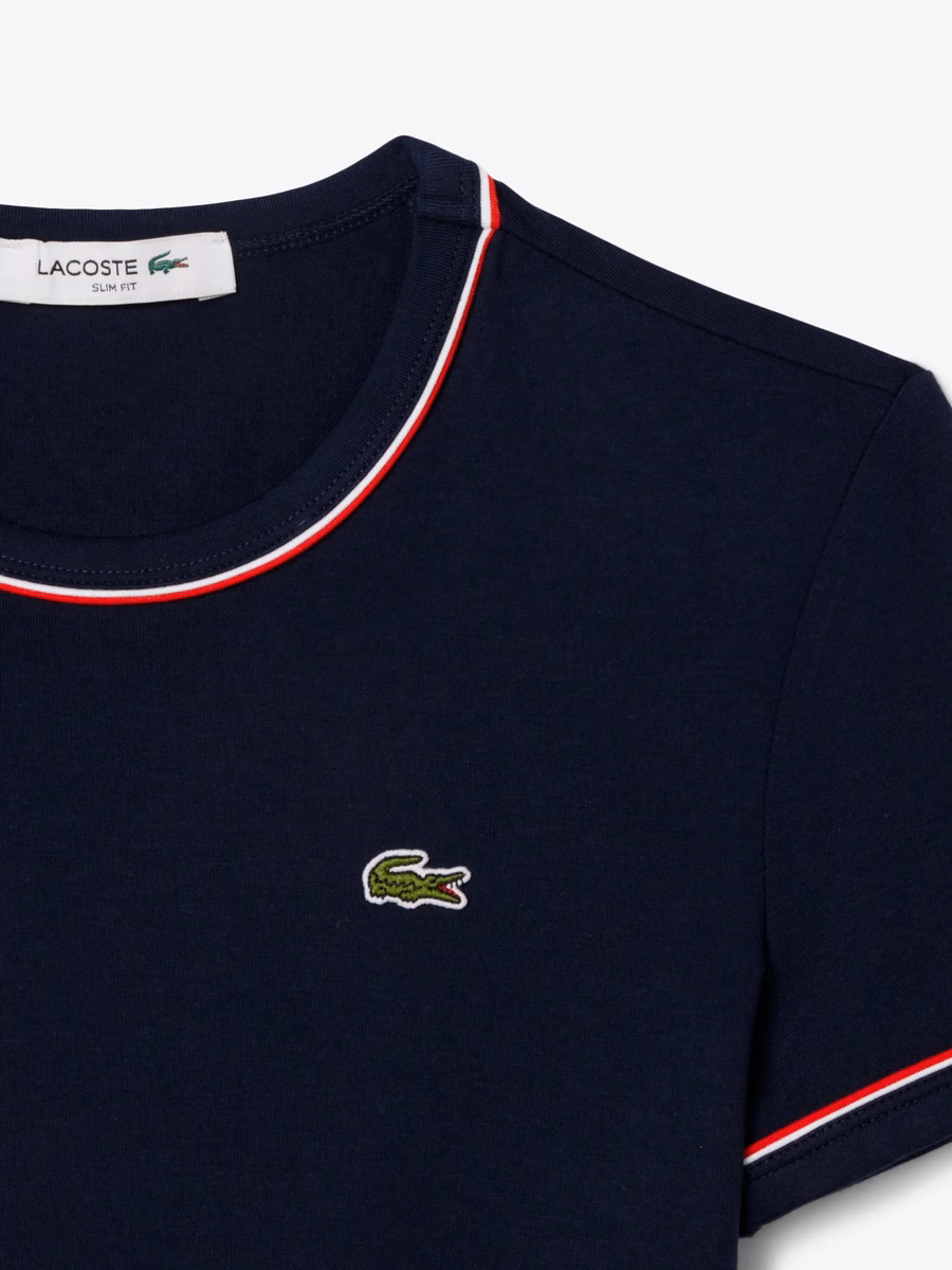 T-shirt in Jersey con Rifiniture a Contrasto