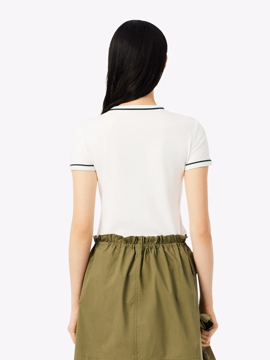 T-shirt in Jersey con Rifiniture a Contrasto