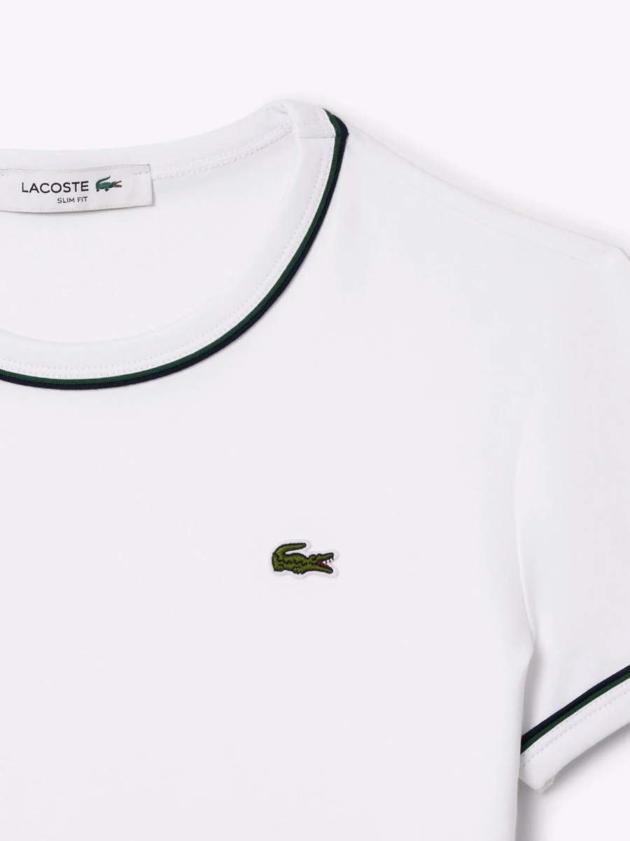 T-shirt in Jersey con Rifiniture a Contrasto