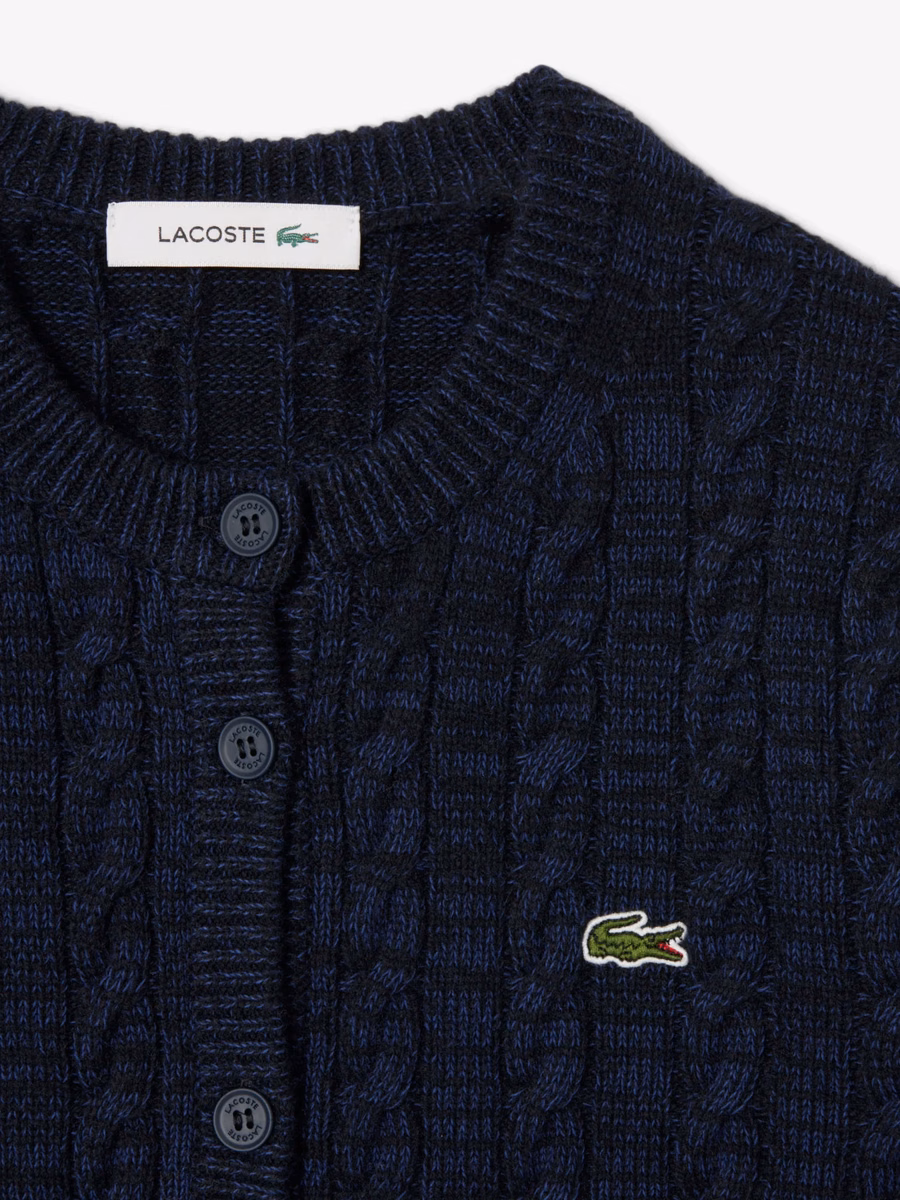 Cardigan in Maglia a Cavo di Cotone e Lana