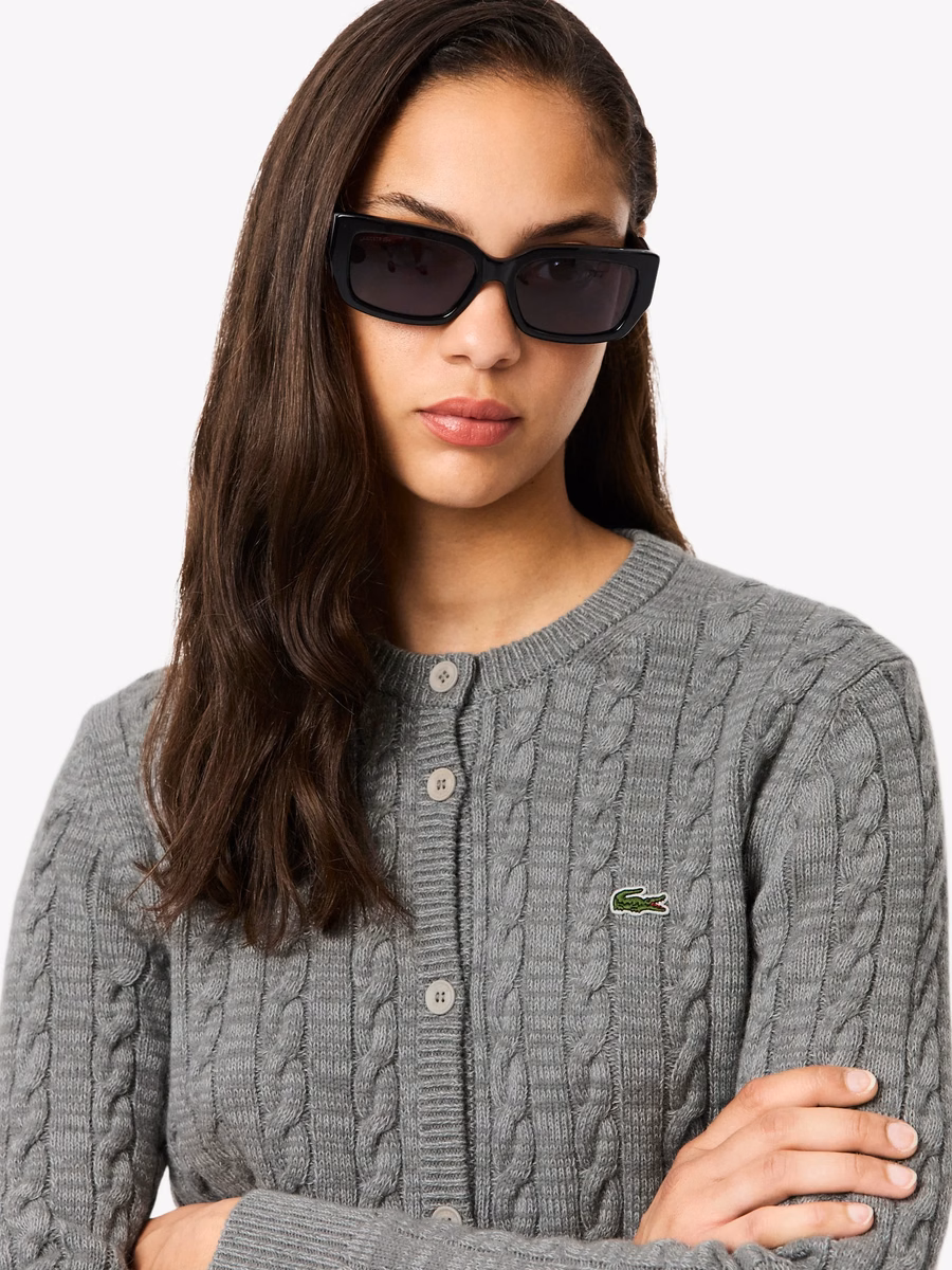 Cardigan in Maglia a Cavo di Cotone e Lana