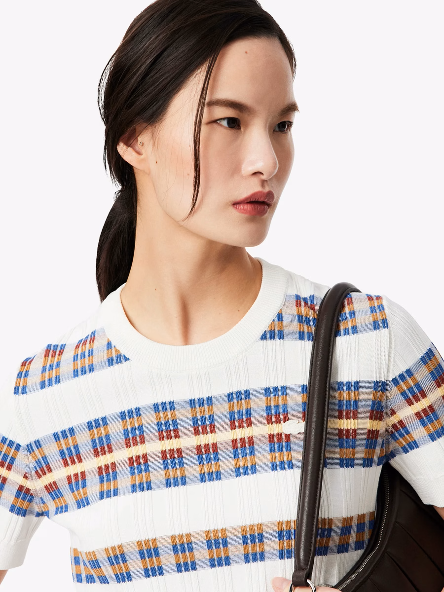 Maglione a maniche corte in maglia a coste